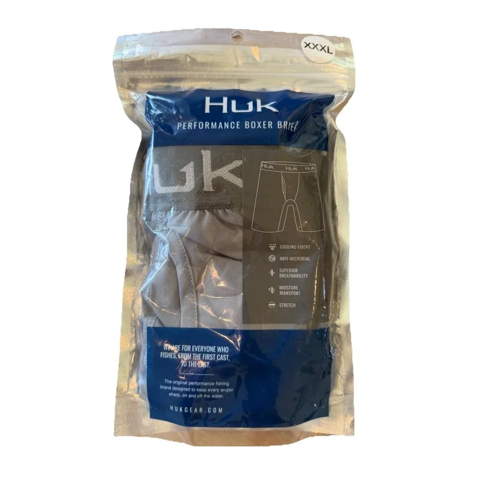 HUK Solid Gray Boxer Brief H5000043-018 Mens Size XXXL / 3XL NWT Underwear
